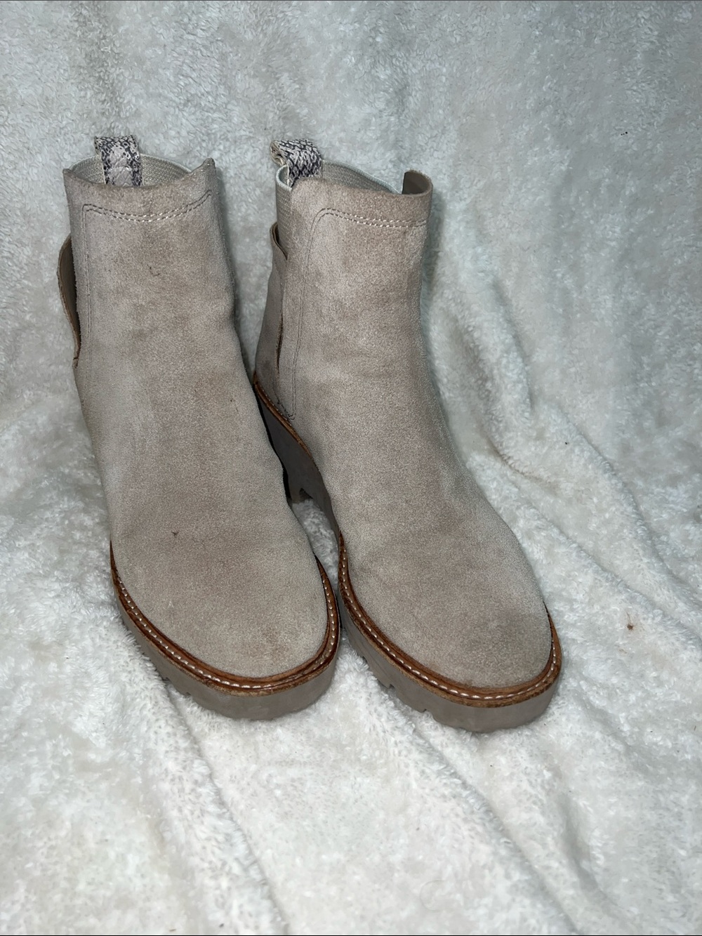 Dolce Vita Women's Suede Ankle Booties in Light Taupe